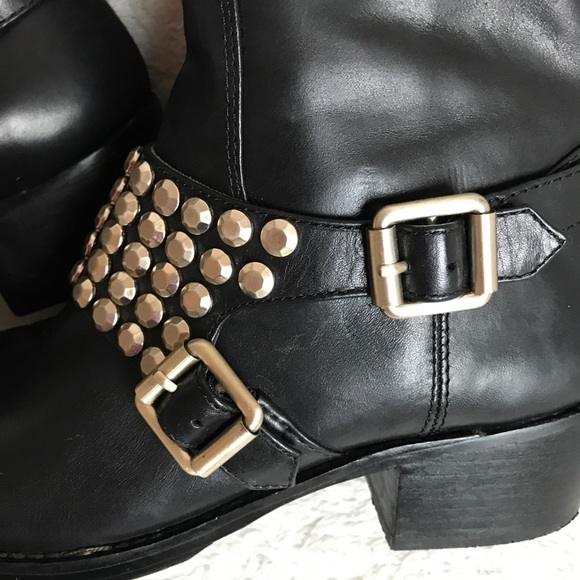 BCBGeneration Halen Black Stud Buckle Zipper Boot - Picture 11 of 12